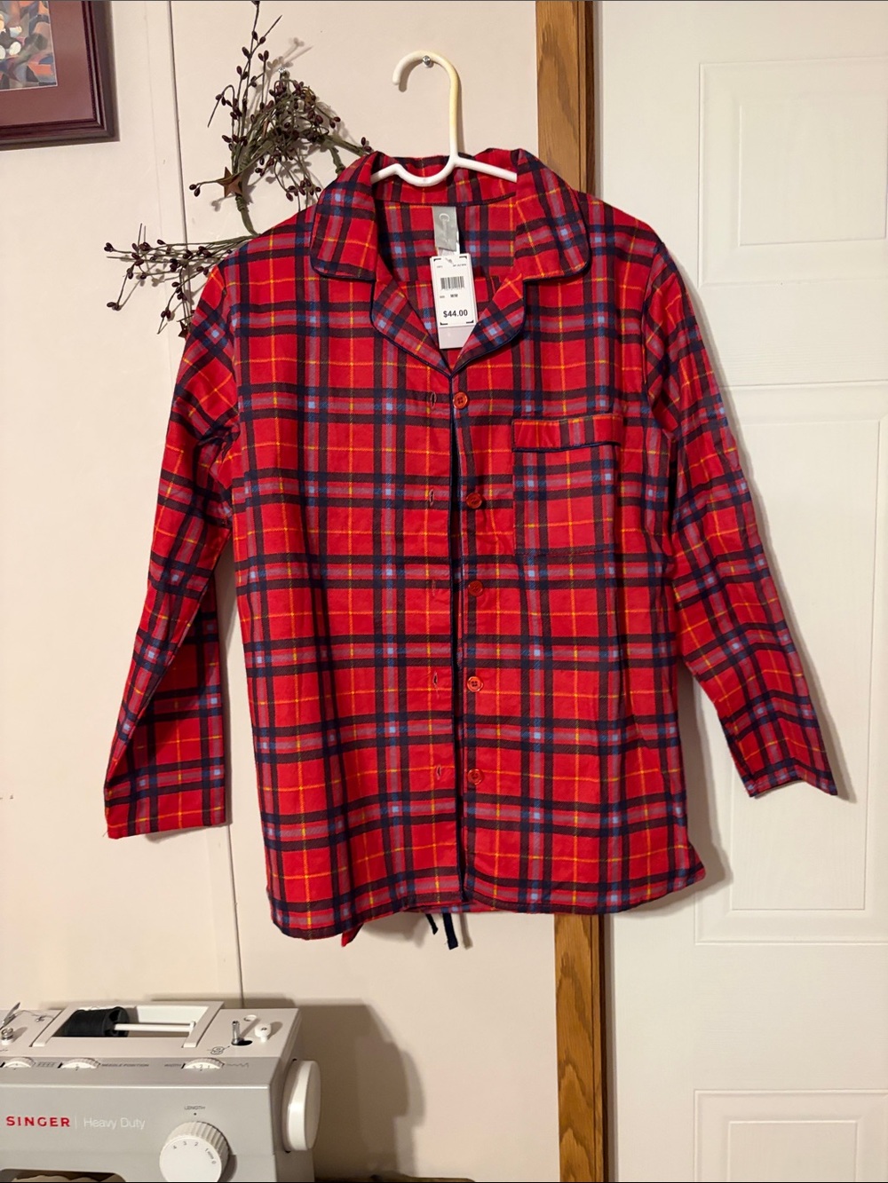 Women's Red Plaid Button-Front Pajama Top - Cozy Sleepwear